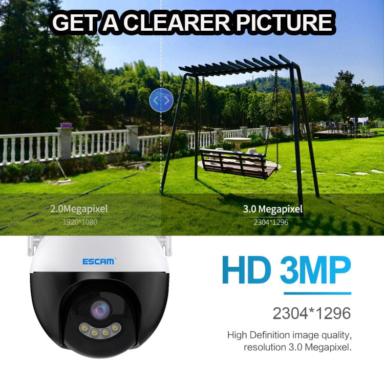 ESCAM QF300 WiFi 3MP FHD+ Pan/Tilt Security Camera, App Control, AI Detection and Tracking - Image 5