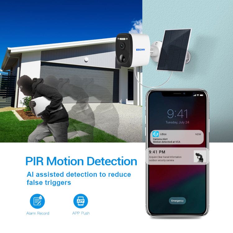 ESCAM QF370 WiFi 3MP Solar Powered Battery Outdoor Security Camera, App Control - Image 6