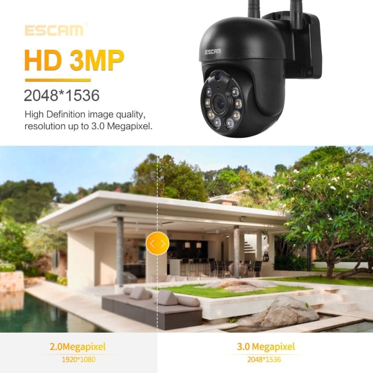 ESCAM WNK610 WiFi 3MP 1080p Pan/Tilt Security Camera, App Control, LED Spotlights - Image 3