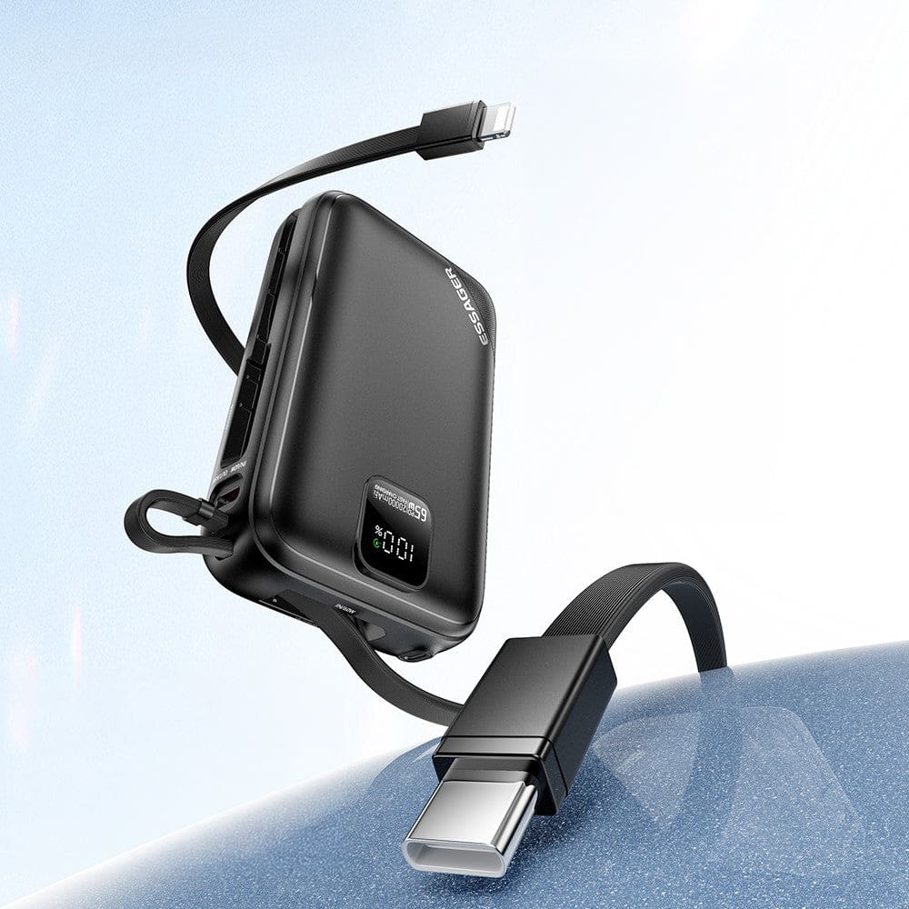 Essager 65W PD Fast Charging Power Bank | 20000mAh Portable Laptop/Phone Charger with Dual Cable