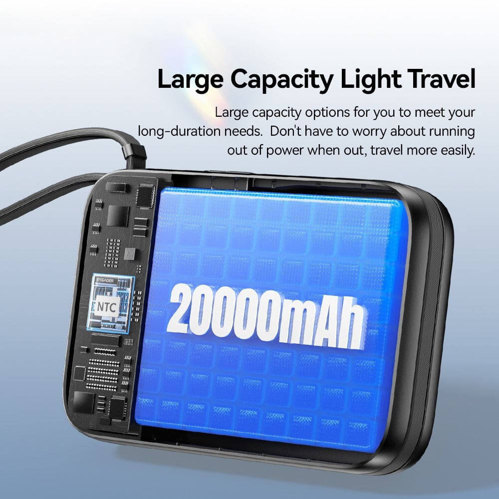 Essager 65W PD Fast Charging Power Bank | 20000mAh Portable Laptop/Phone Charger with Dual Cable - Image 7
