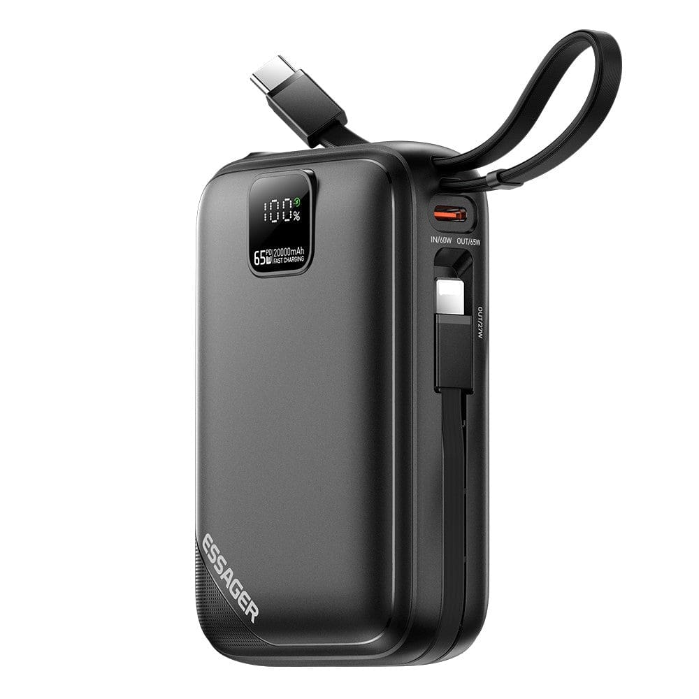 Essager 65W PD Fast Charging Power Bank | 20000mAh Portable Laptop/Phone Charger with Dual Cable - Image 9