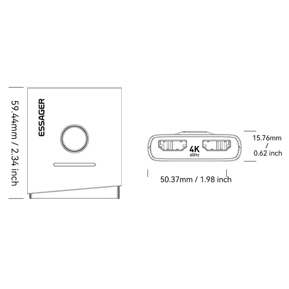 ESSAGER ESQH02 2-in-1 Dual-Way 4K 60Hz HDMI Switcher for Gaming PC and TV - Image 10
