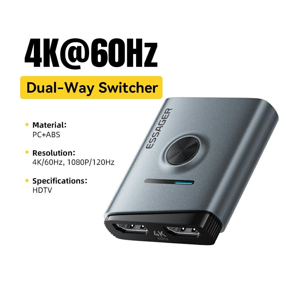 ESSAGER ESQH02 2-in-1 Dual-Way 4K 60Hz HDMI Switcher for Gaming PC and TV - Image 2