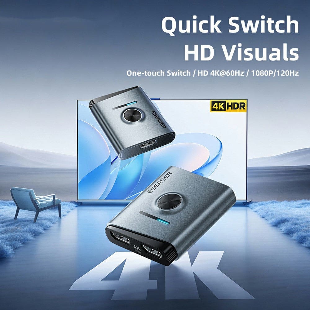 ESSAGER ESQH02 2-in-1 Dual-Way 4K 60Hz HDMI Switcher for Gaming PC and TV - Image 4