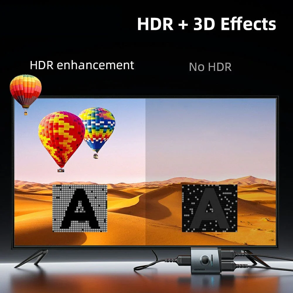 ESSAGER ESQH02 2-in-1 Dual-Way 4K 60Hz HDMI Switcher for Gaming PC and TV - Image 5