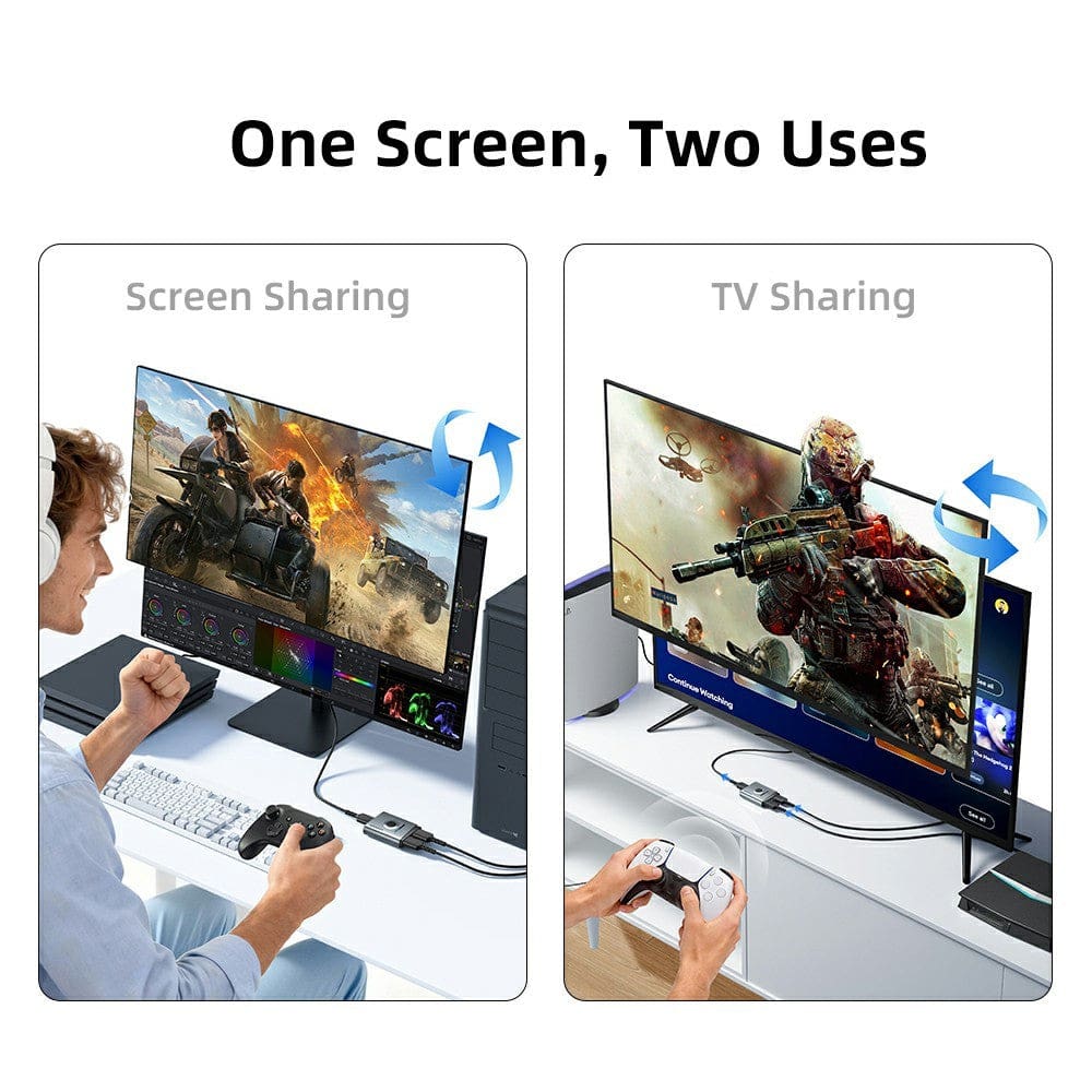 ESSAGER ESQH02 2-in-1 Dual-Way 4K 60Hz HDMI Switcher for Gaming PC and TV - Image 6