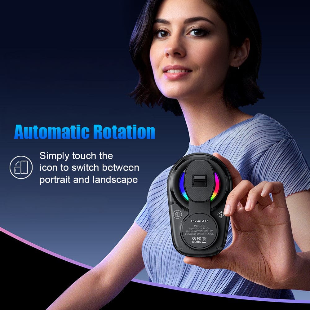 ESSAGER T15 15W Magnetic Car Wireless Charger Vent Mount with Cooling Fan & RGB Light - Image 4