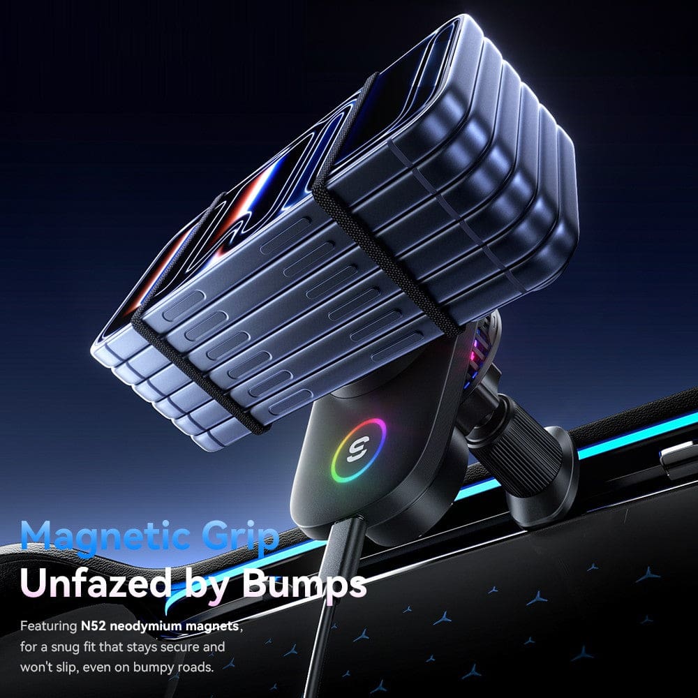 ESSAGER T15 15W Magnetic Car Wireless Charger Vent Mount with Cooling Fan & RGB Light - Image 9