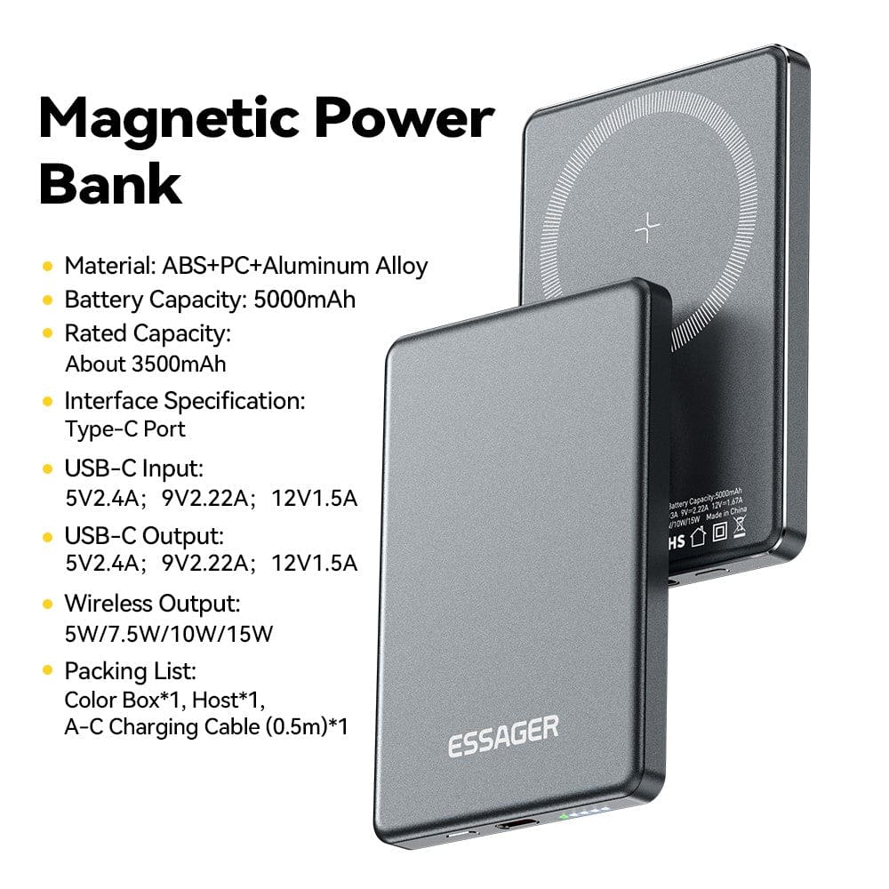 Essager KRW002 5000mAh Ultra-Slim Magnetic Wireless Power Bank - Image 7