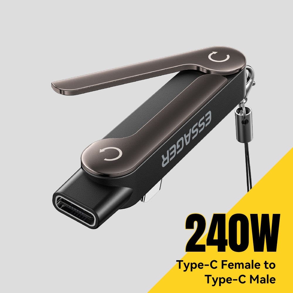 Essager USB C Female to USB C Male Adapter, 240W 40Gbps, 90 Degree L-Shape
