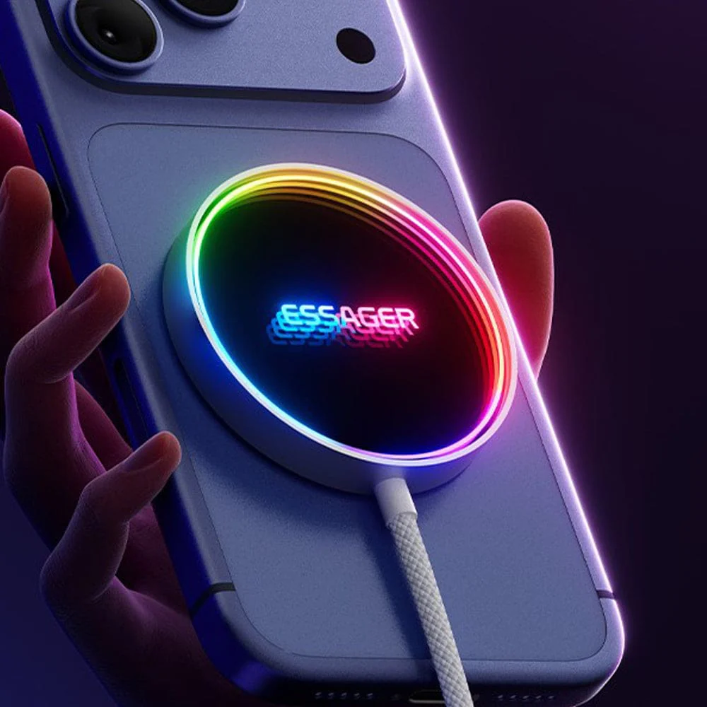 Essager WC17 RGB Magnetic Charging Pad – 15W Fast Charge for iPhone & Android