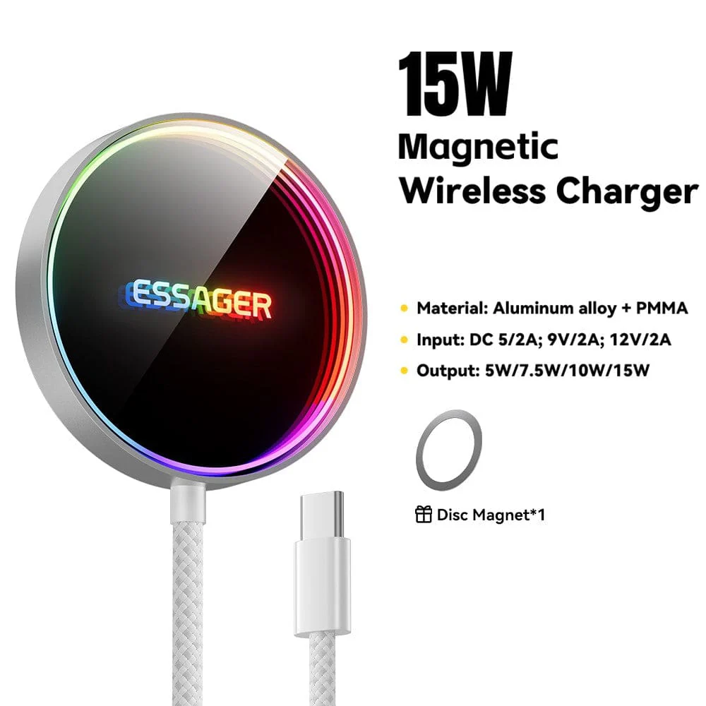 Essager WC17 RGB Magnetic Charging Pad – 15W Fast Charge for iPhone & Android - Image 2