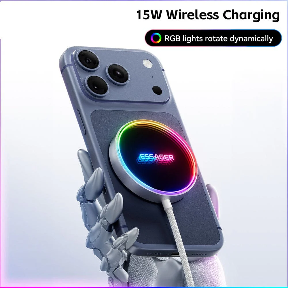 Essager WC17 RGB Magnetic Charging Pad – 15W Fast Charge for iPhone & Android - Image 3