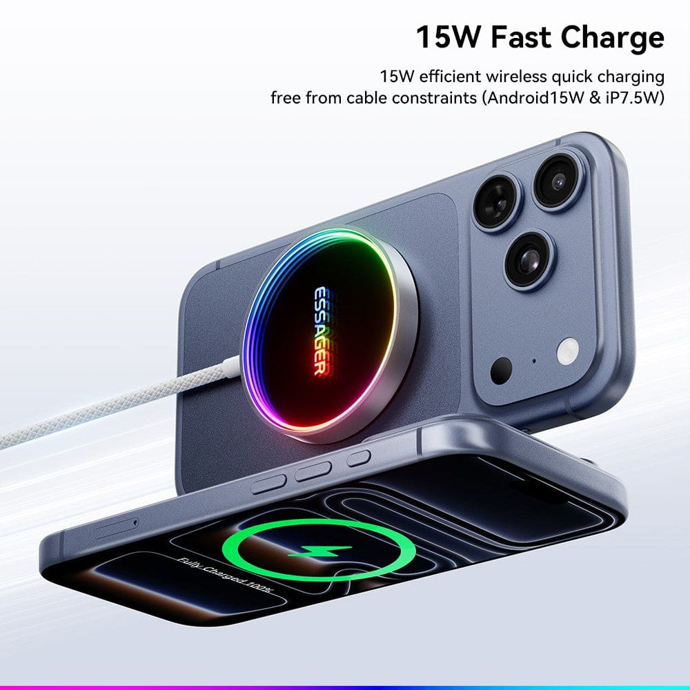 Essager WC17 RGB Magnetic Charging Pad – 15W Fast Charge for iPhone & Android - Image 4