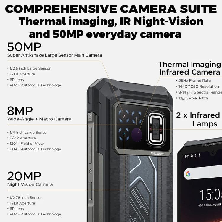 [EX-DEMO] Doogee Fire 6 Max Thermal Camera 5G Rugged Phone, 20800mAh, Dimensity 7050 5G, 6.72" Screen - Image 12