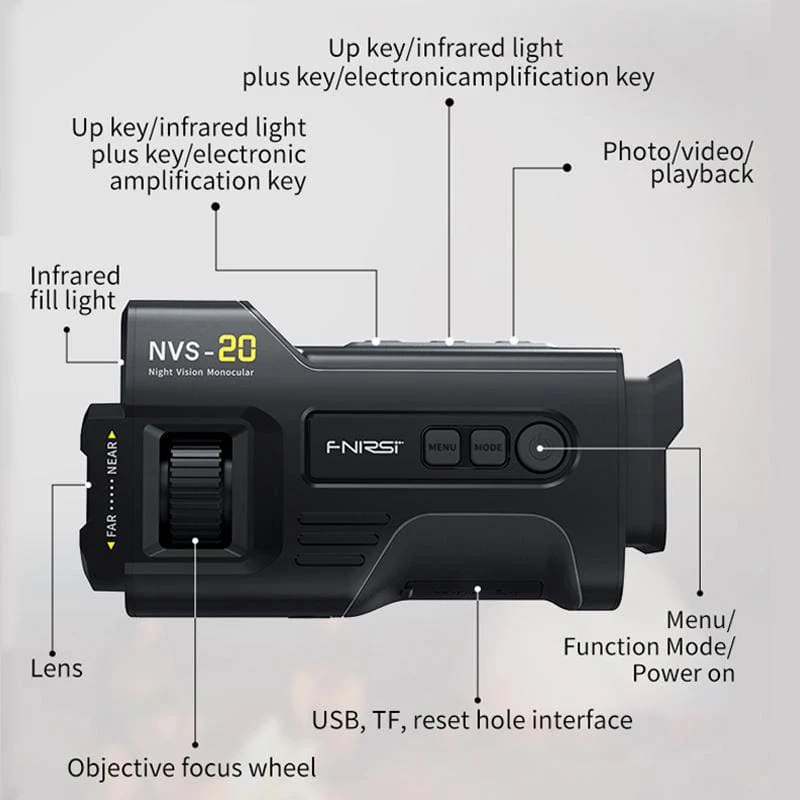 FNIRSI NVS-20 4K HD Digital Night Vision | Infrared NV Monocular Scope - Image 21