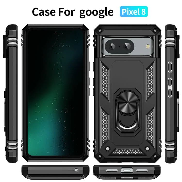 Google Pixel 8 Armor Rugged Protective Cover with Metal Ring/Stand - Image 2