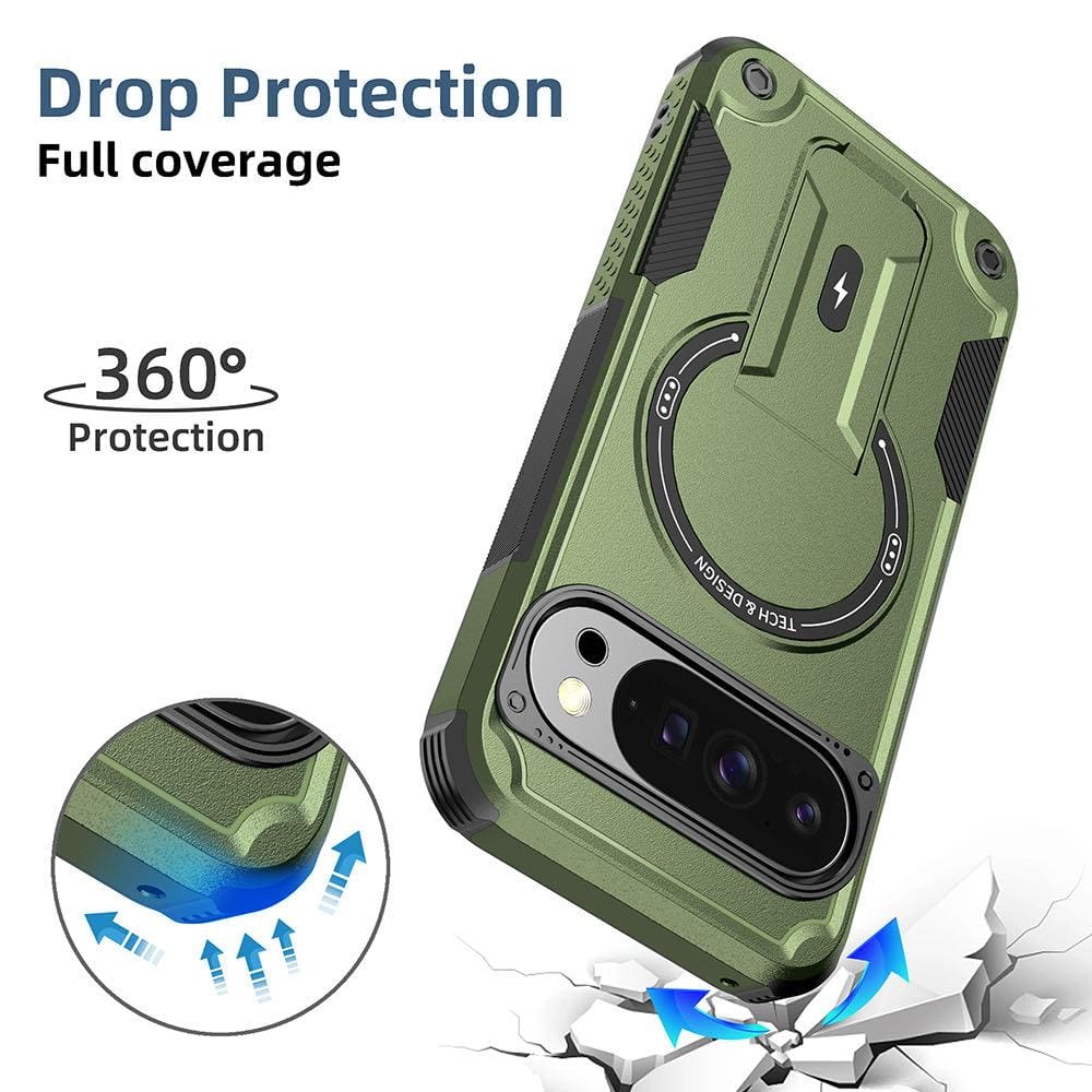Google Pixel 9 / 9 Pro /  10  / 10 Pro Armor Mag Ring Cover with Kickstand - Image 7