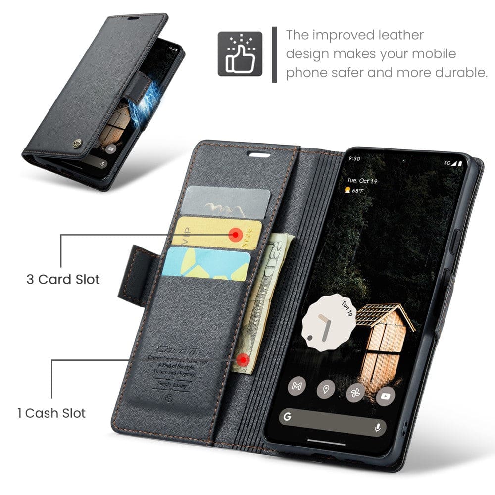 Google Pixel 9 Pro XL / 10 Pro XL CaseMe 023 Wallet Flip Cover with Magnetic Closing, Card Slots - Image 6