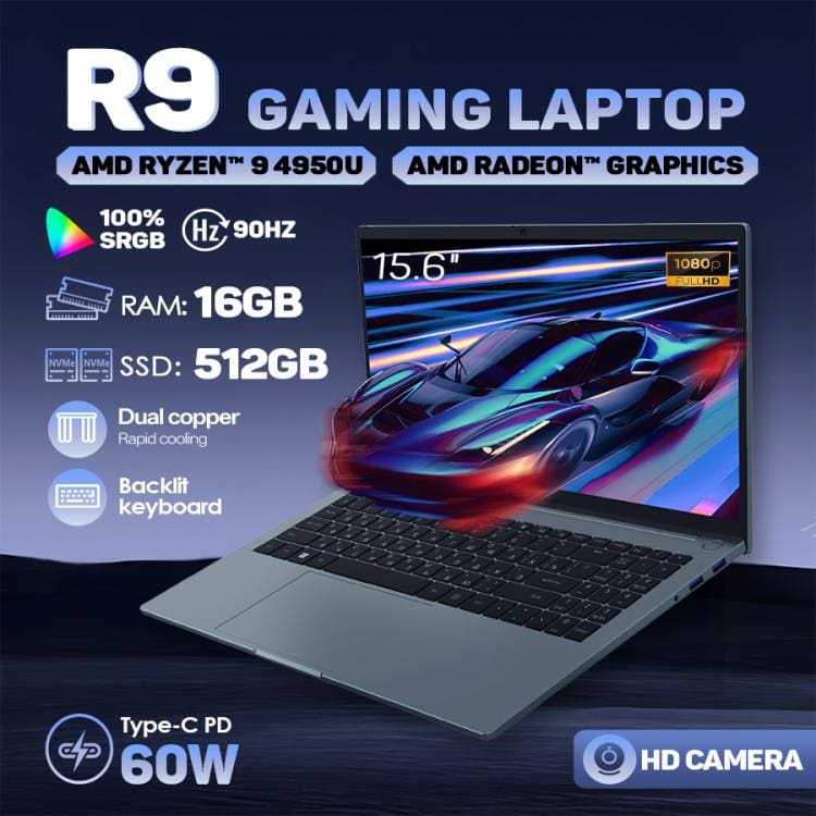 GXMO G16 Air Ryzen 9 15.6" Laptop, 16GB RAM+512GB Storage, Radeon Graphics - Image 3