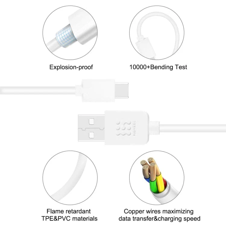 [2 PACK] HAWEEL 2m Type-C to USB 2.0 Data & Charging Cable, Up to 4A, 2Metre - Image 3