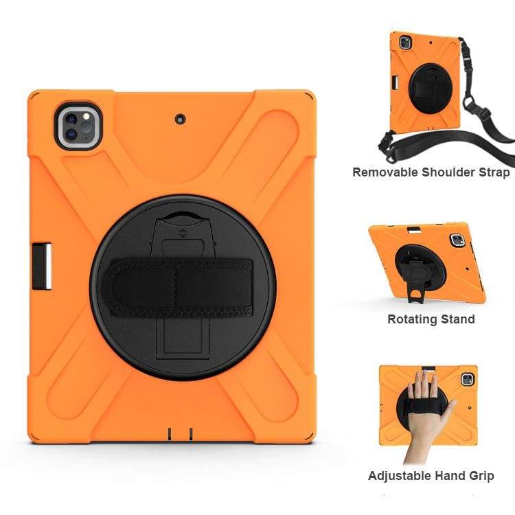 Apple iPad Pro 12.9 / Air 13 2024 Heavy-Duty Shockproof Case | Rugged Armor Cover with Rotating Stand, Hand Strap & Stylus Holder - Image 3