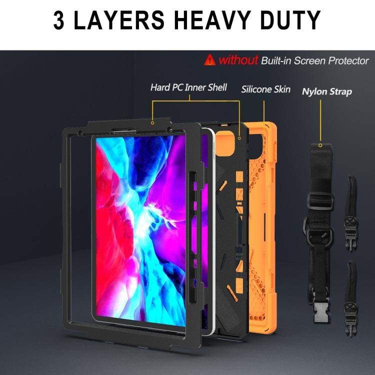 Apple iPad Pro 12.9 / Air 13 2024 Heavy-Duty Shockproof Case | Rugged Armor Cover with Rotating Stand, Hand Strap & Stylus Holder - Image 7