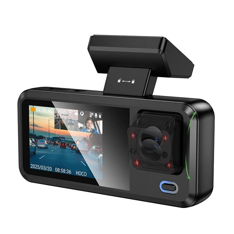 Hoco DV15 3-Channel Dash Cam – Front, Interior & Rear Recording, 2in Display - Image 4