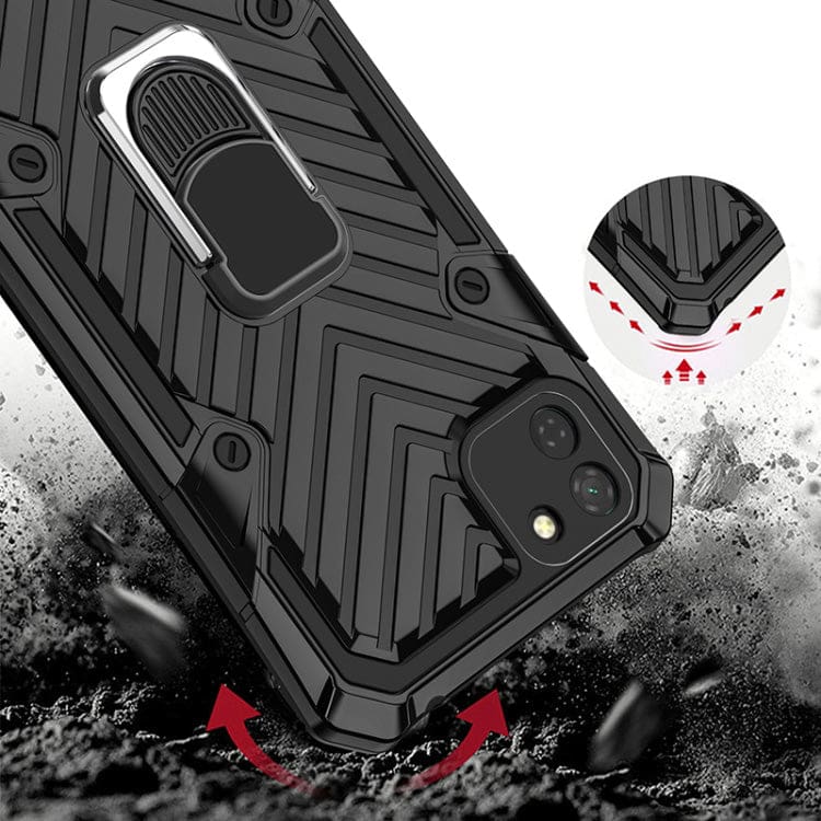 Huawei Y5P - Arrow Pattern Rugged Protective Cover with Metal Ring/Stand - Image 2