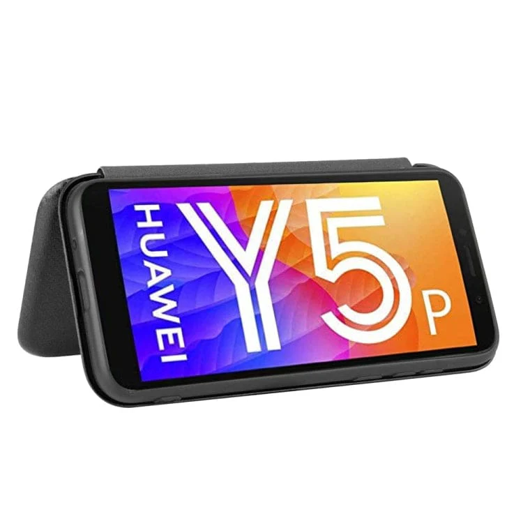 Huawei Y5P Carbon Shell Flip Phone Cover/Wallet - Image 3