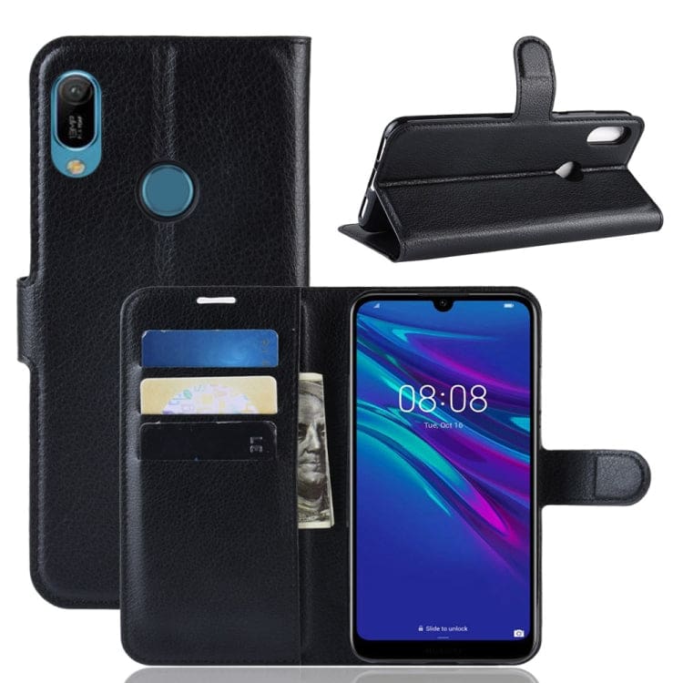 Huawei Y6 2019 - Phone Wallet with Flip Front, Card Slots, Leather Texture - Image 7