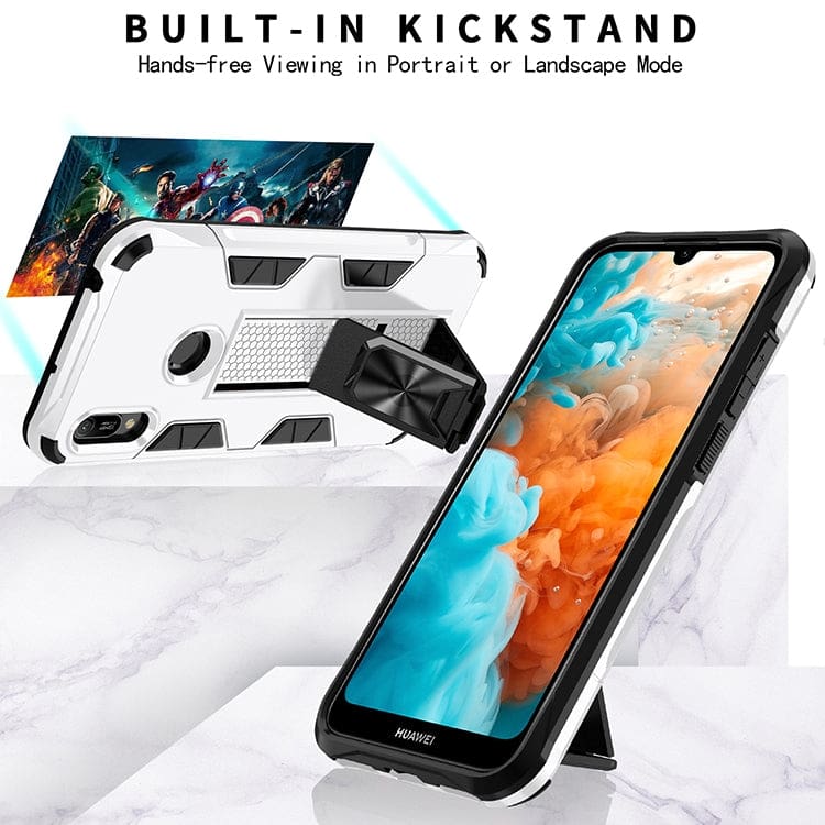 Huawei Y6 2019 / Y6 Prime 2019 - Shockproof Protective Case with Metal Patch / Stand - Image 2