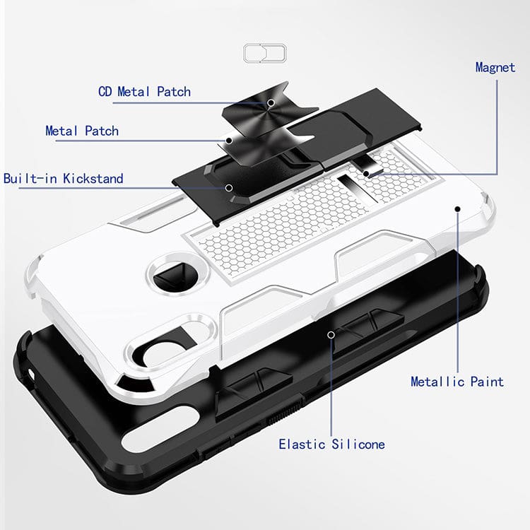 Huawei Y6 2019 / Y6 Prime 2019 - Shockproof Protective Case with Metal Patch / Stand - Image 5