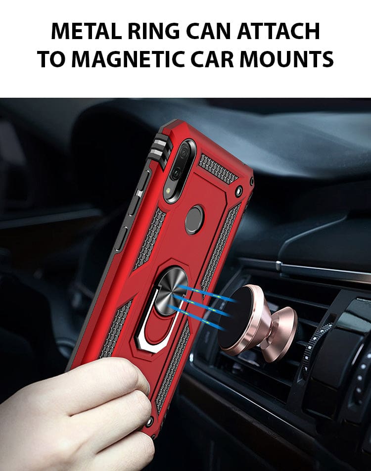 Huawei Y6 2019 / Y6 Prime 2019 - Armor Rugged Protective Cover with Metal Ring/Stand - Image 3