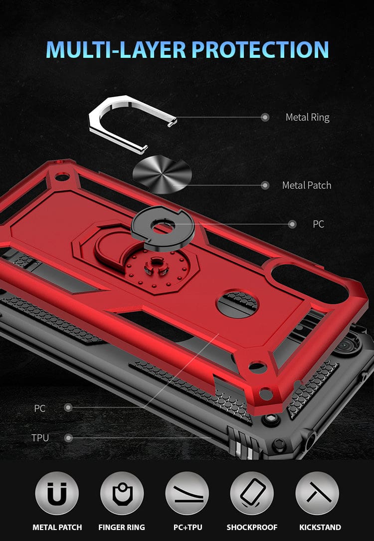 Huawei Y6 2019 / Y6 Prime 2019 - Armor Rugged Protective Cover with Metal Ring/Stand - Image 5