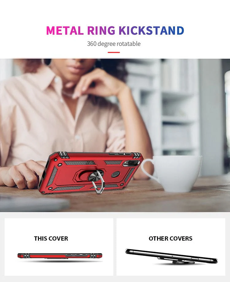 Huawei Y6 2019 / Y6 Prime 2019 - Armor Rugged Protective Cover with Metal Ring/Stand - Image 7