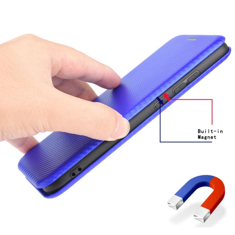 Huawei Y6P Carbon Shell Flip Phone Cover/Wallet - Image 2