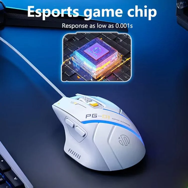 inphic PG1 Wired USB 12800 DPI Optical Mouse, Macro Software, LED Lighting - Image 4