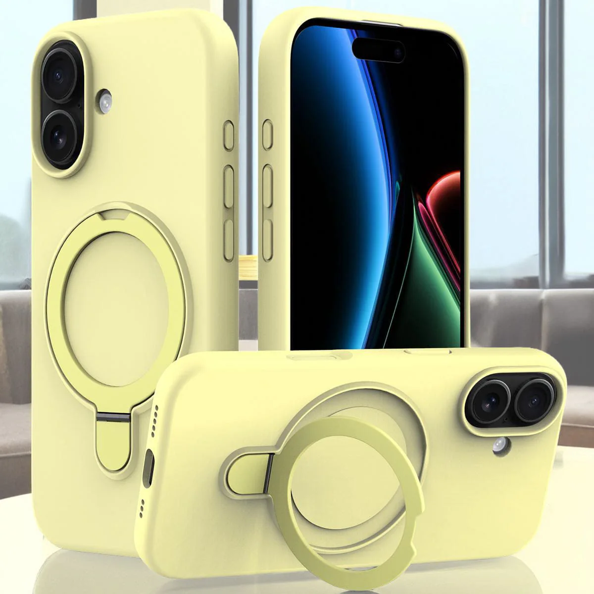 iPhone 17 Silicone MagSafe Rear Cover With Ring Stand