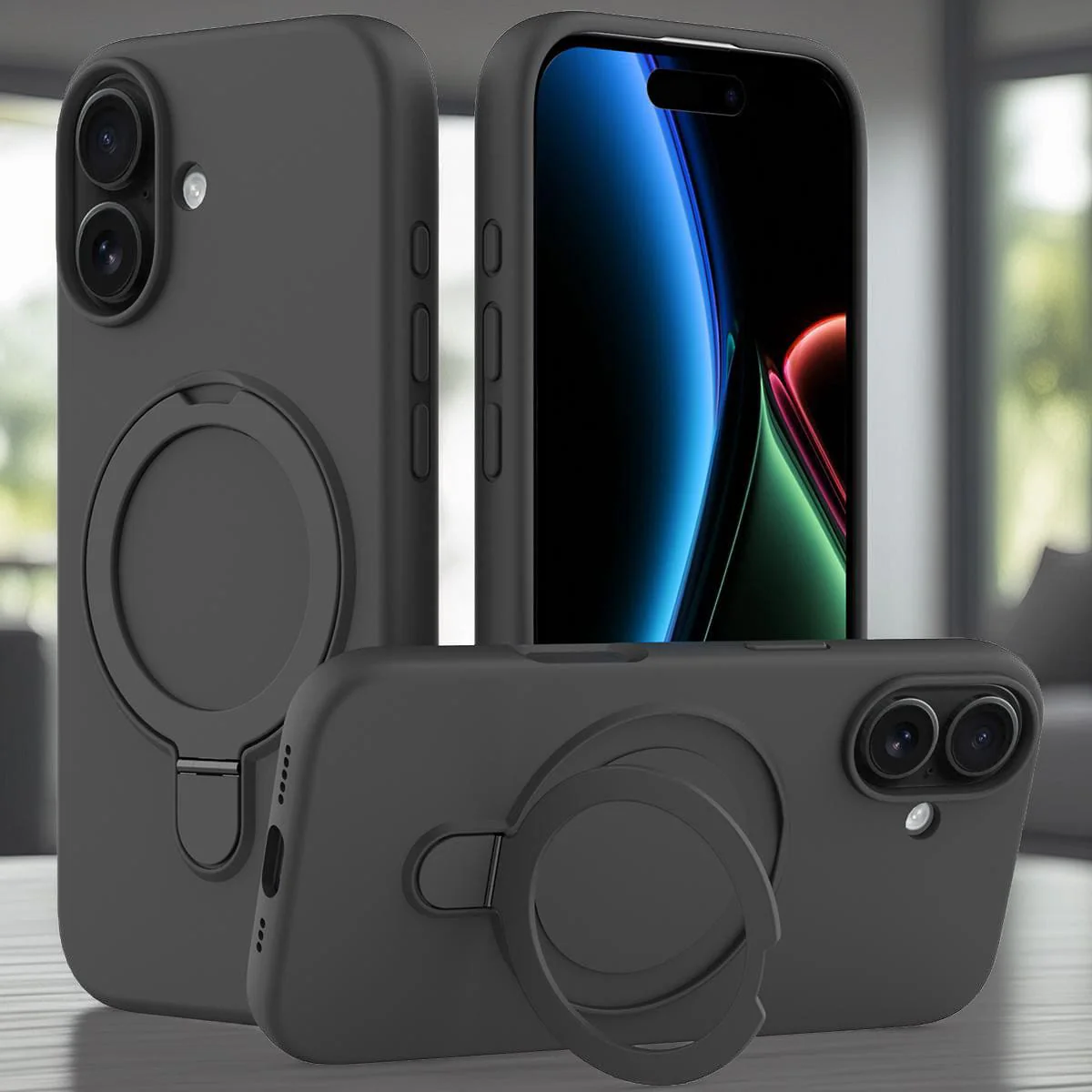 iPhone 17 Silicone MagSafe Rear Cover With Ring Stand - Image 2