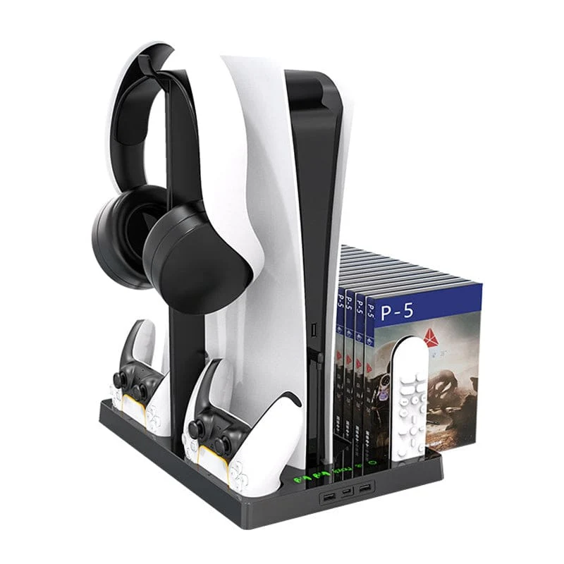 iPlay PS5 Vertical Cooling Stand | Dual Controller Charger Dock & USB Expansion Hub