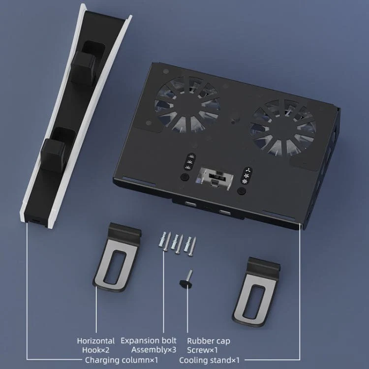 iPlay PS5 Wall Mount Cooling Stand, USB Hub and Controller Charging Station - Image 7