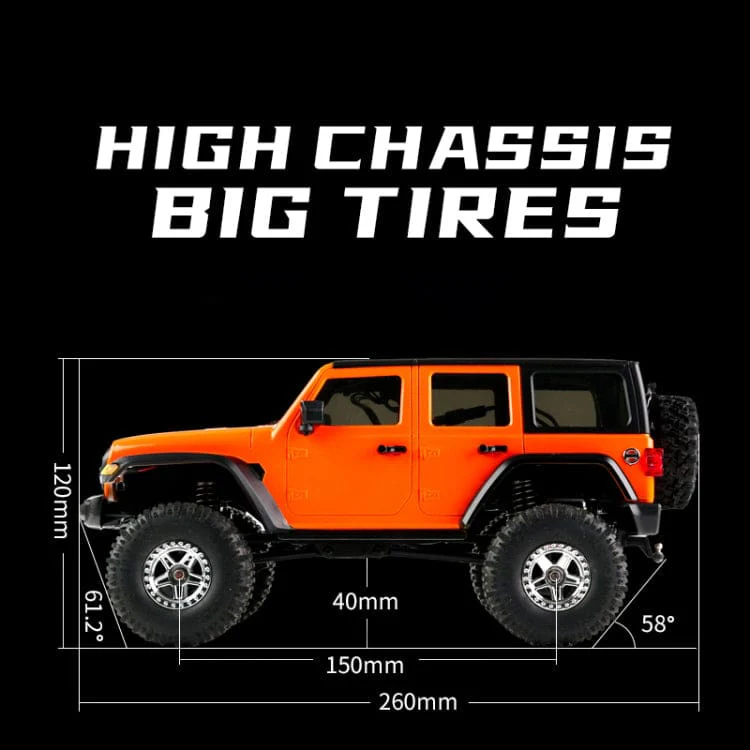 JJRC C8801 1/14 Scale 4WD Rock Crawler | All-Terrain RC Trail Truck with Speed Limiter & LED Lights - Image 3