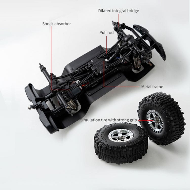 JJRC C8801 1/14 Scale 4WD Rock Crawler | All-Terrain RC Trail Truck with Speed Limiter & LED Lights - Image 7