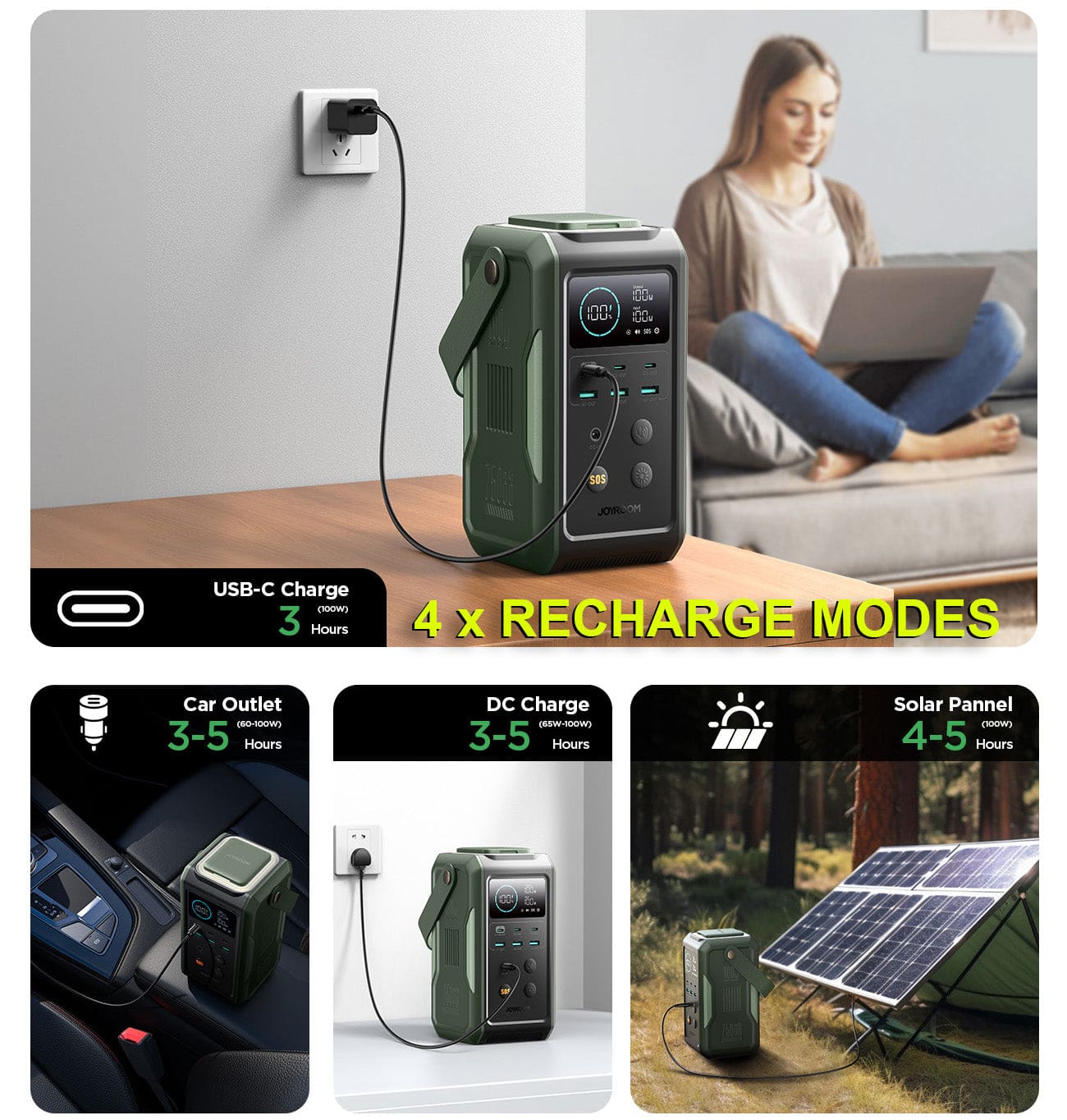 Joyroom 100W Super Fast Charging Power Bank | 75000mAh Portable Laptop Charger with Retractable Emergency Light - Image 11