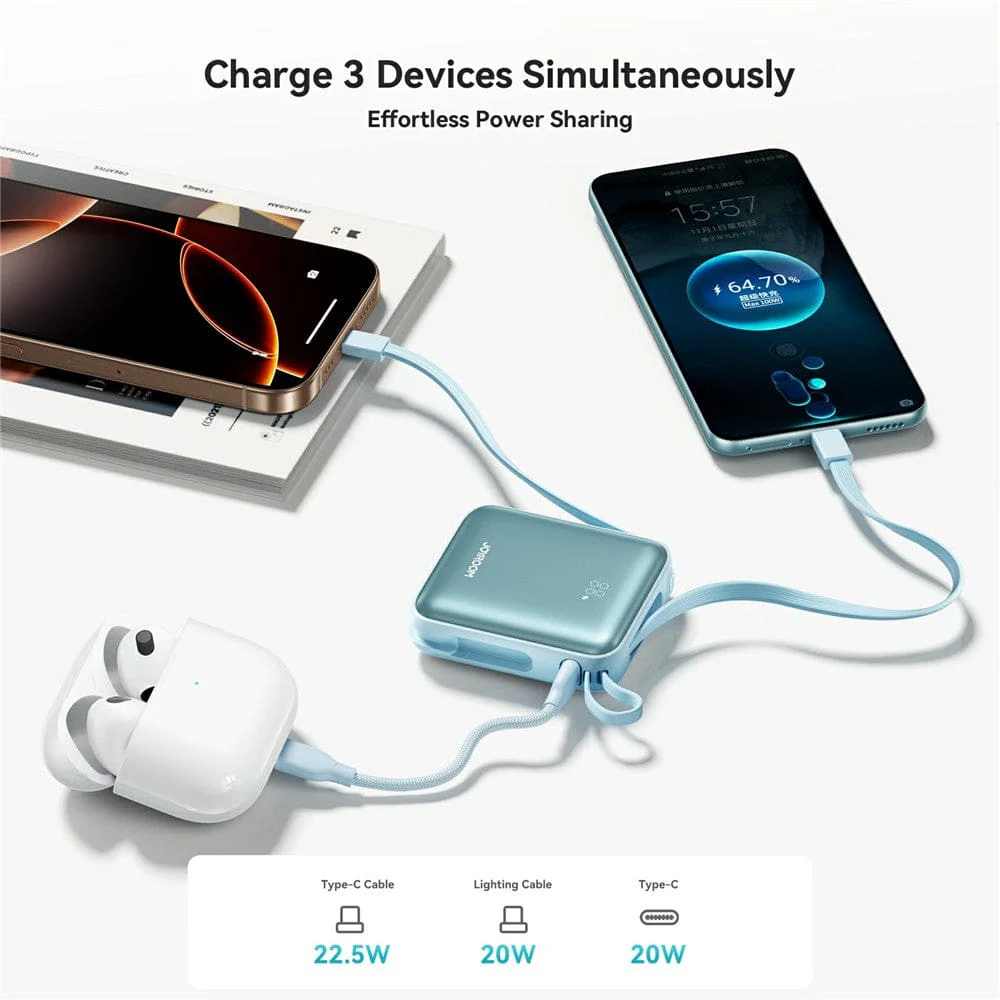Joyroom JR-PBF27 22.5W 10000mAh Power Bank with Built-In Dual Cables - Image 3