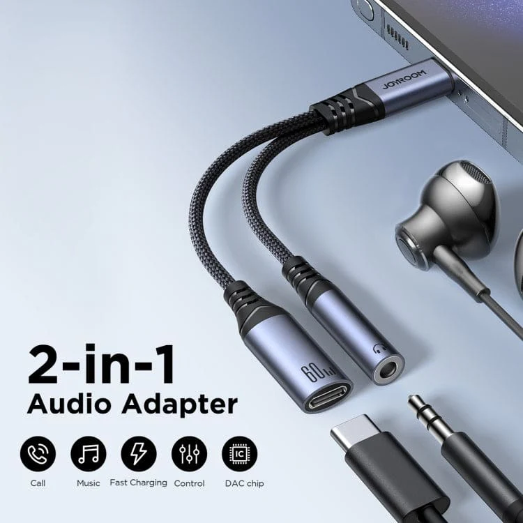 Joyroom SY-C02 Type-C to 3.5mm Audio Adapter + Charging with DAC - Image 2