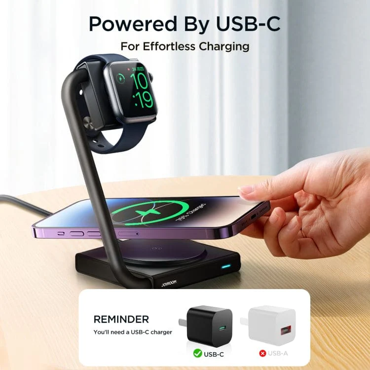JOYROOM WNQ05 15W 2-in-1 Wireless QI Fast Charging Stand, Adjustable Angle, LED Light - Image 9