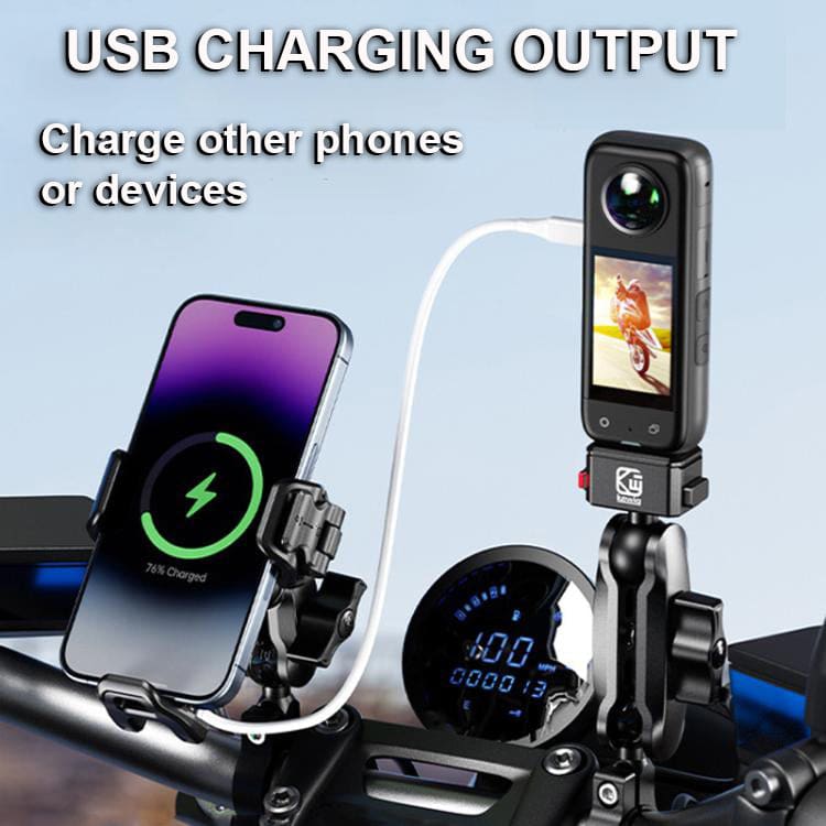 Kewig M33A Motorcycle Phone Mount with 15W Wireless Charging, Anti-Theft & Shock Absorption - Image 8
